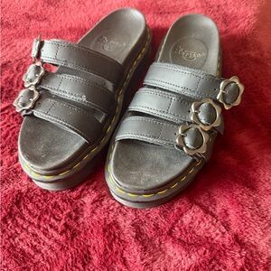 Dr. Martens Black Sandals with Buckle Accents